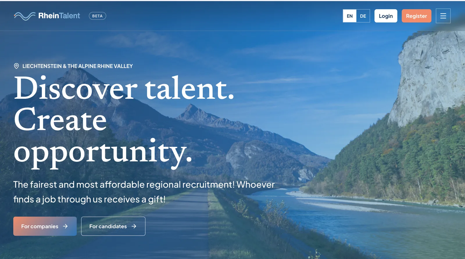 RheinTalent English landing page